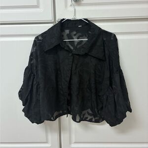 SHEIN Black Sheer Blouse